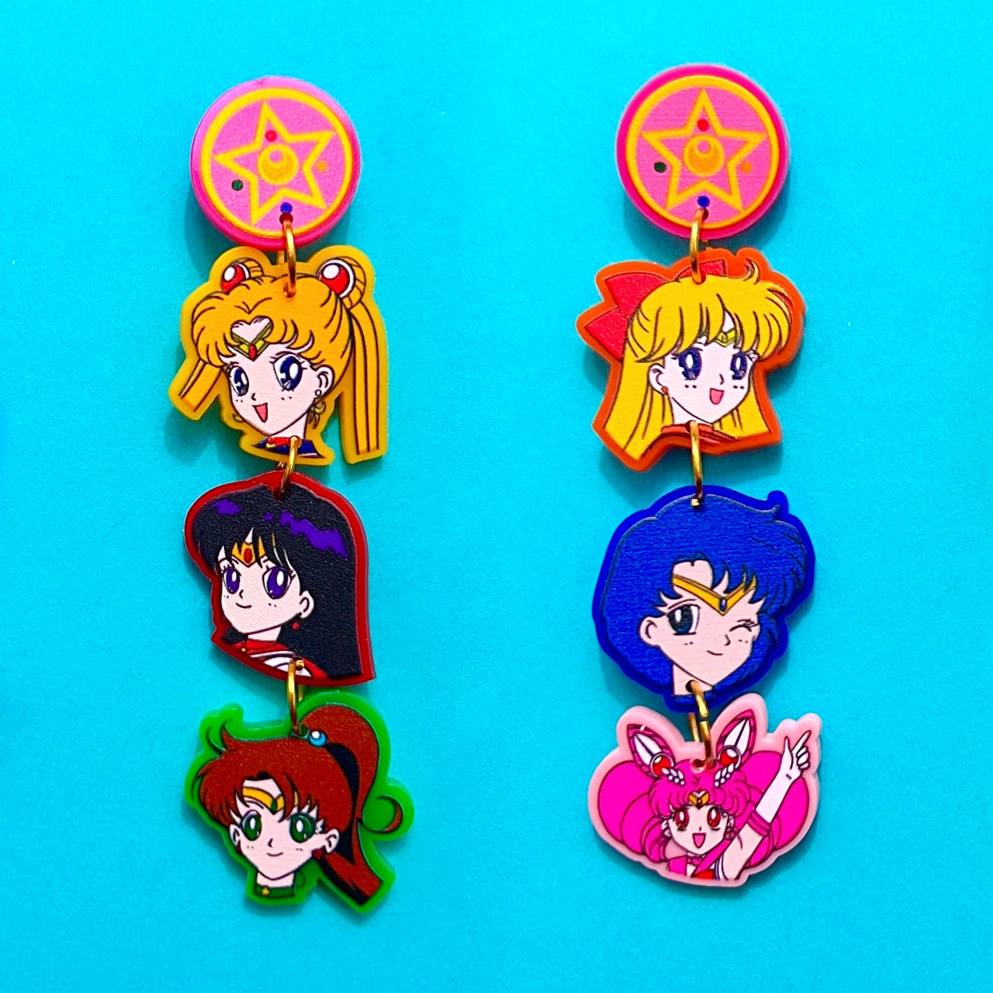 Sailor Moon & Stars Tiered Drop Earrings
