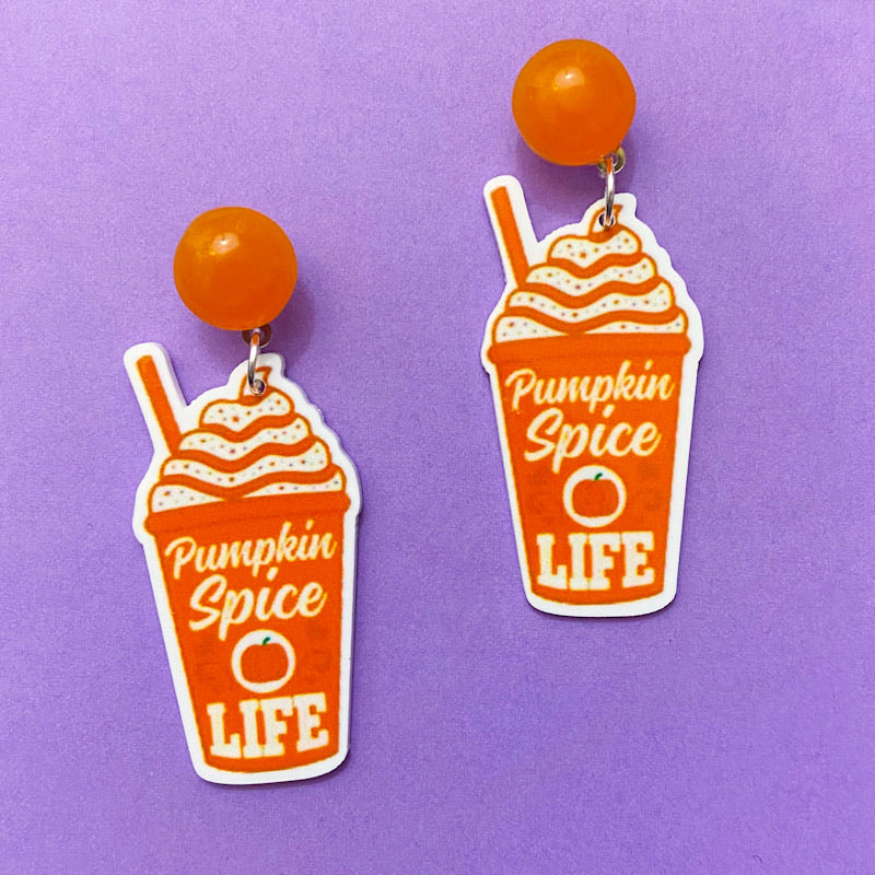 Pumpkin Spice Life Acrylic Drop Earrings