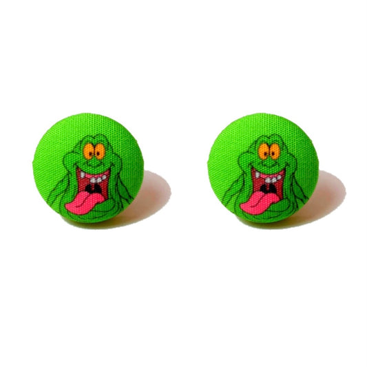 Slimer Fabric Button Earrings