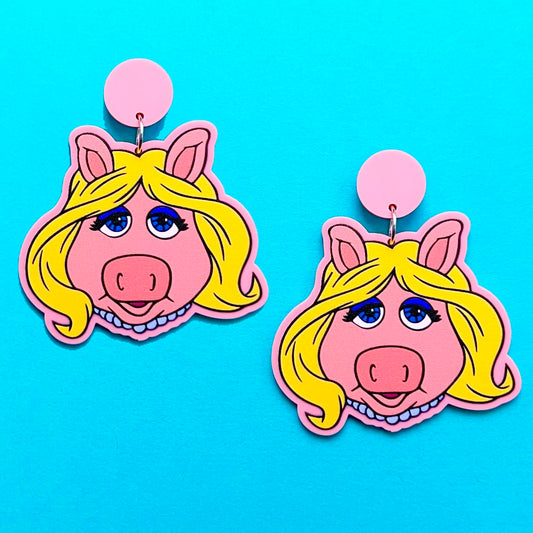 Miss Piggy Drop Earrings