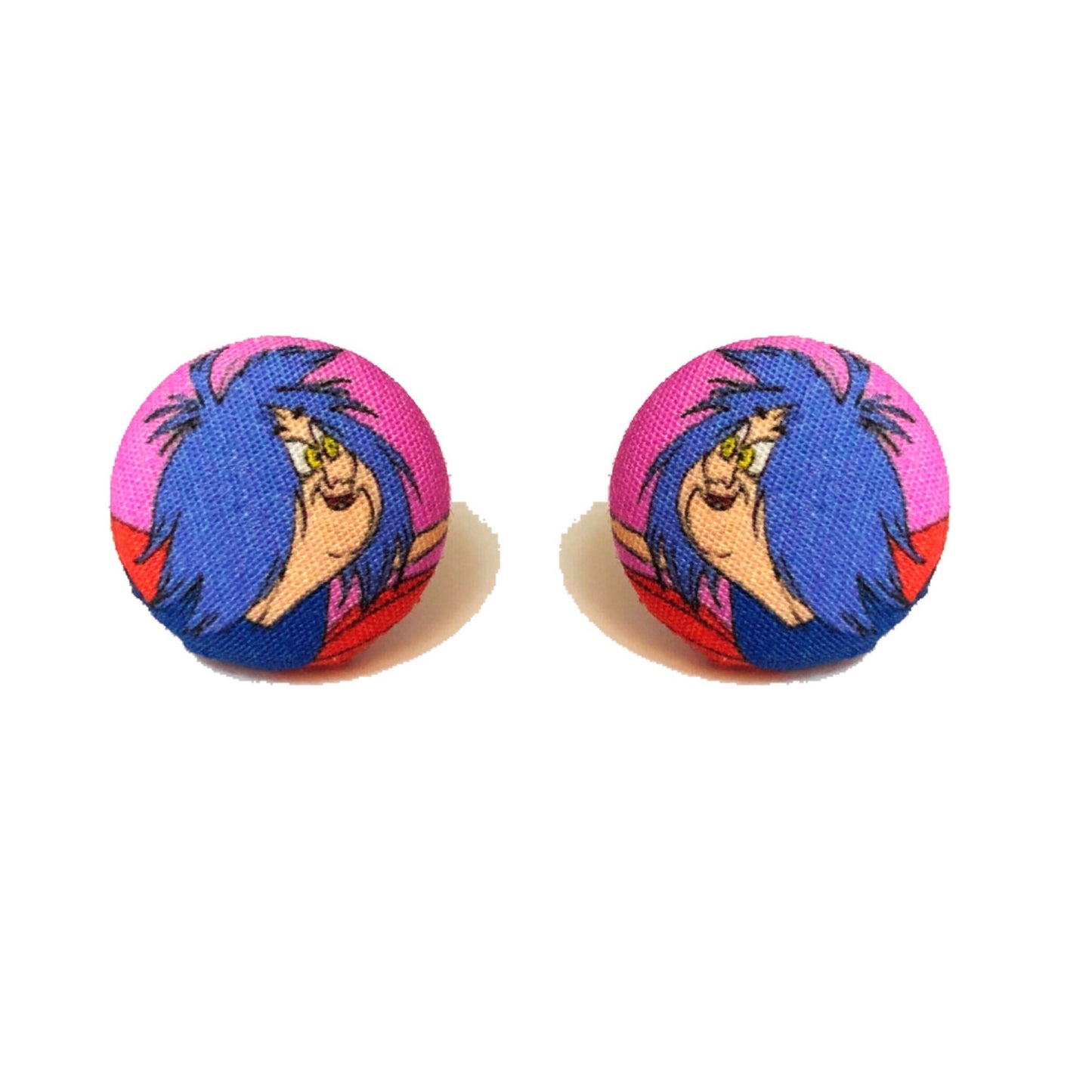 Mad Madam Mim Sword & The Stone Villains Fabric Button Earrings