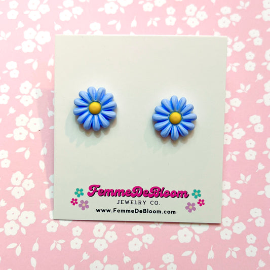 FREE GIFT - Blue & Yellow Flower Post Earrings