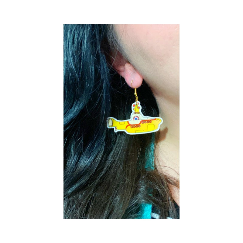 Yellow Submarine Acrylic Drop Earrings