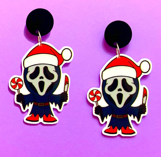 Santa Hat Ghostface Drop Earrings