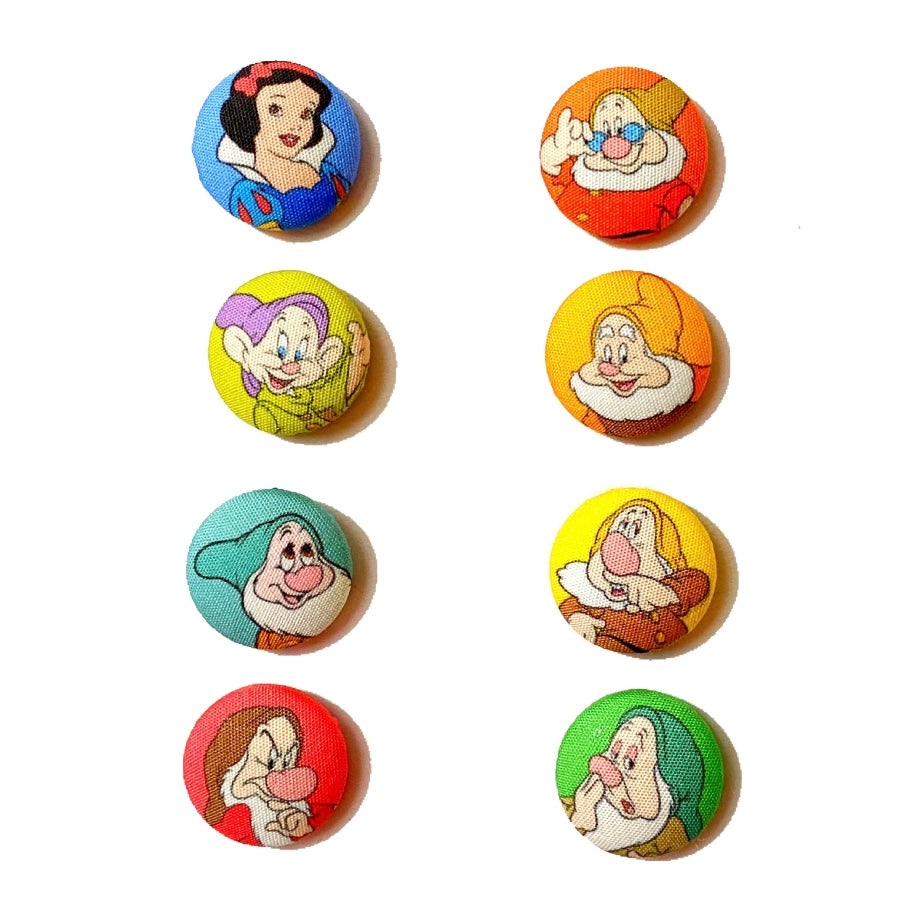 Snow & Dwarfs Mix And Match Fabric Button Earrings