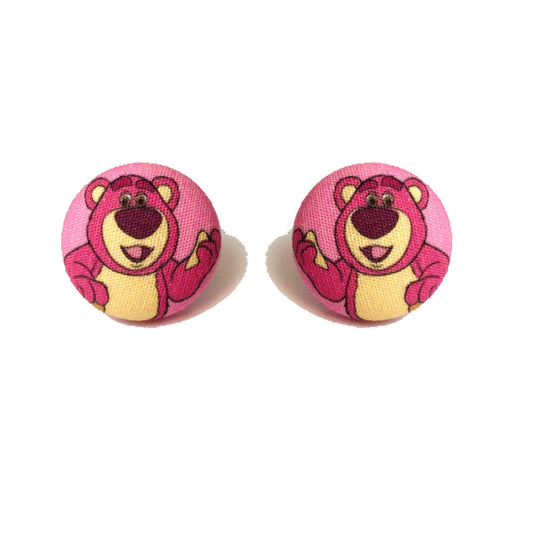 Villain Bear Inspired Fabric Button Earrings