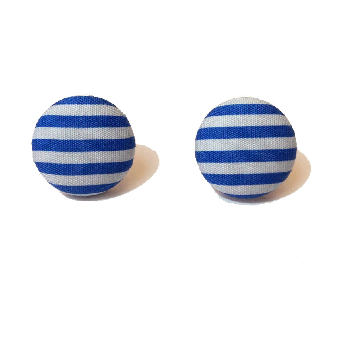 Raven Stripes Fabric Button Earring