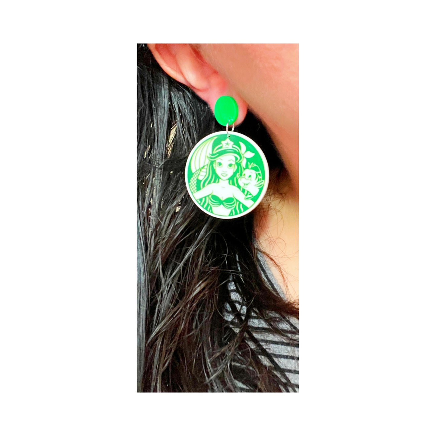 Mermaid Coffee Acrylic Drop Earrings