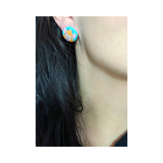 Gadget Inspired Fabric Button Earrings