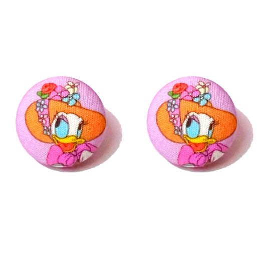 Dapper Spring Daisy Fabric Button Earrings