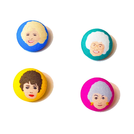 Golden Girls Mix And Match Fabric Button Earrings