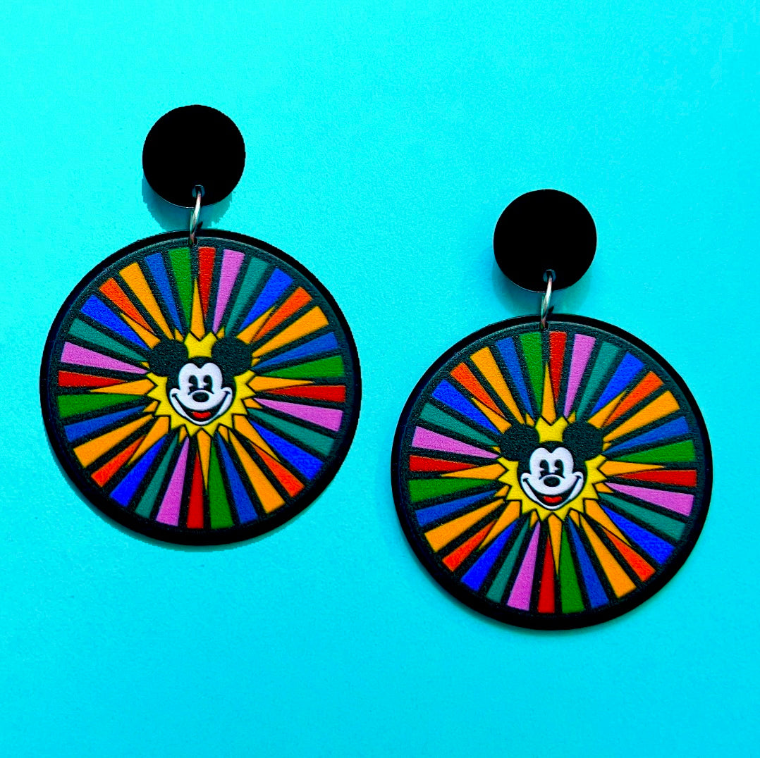 Mouse Rainbow Funwheel Drop Earrings