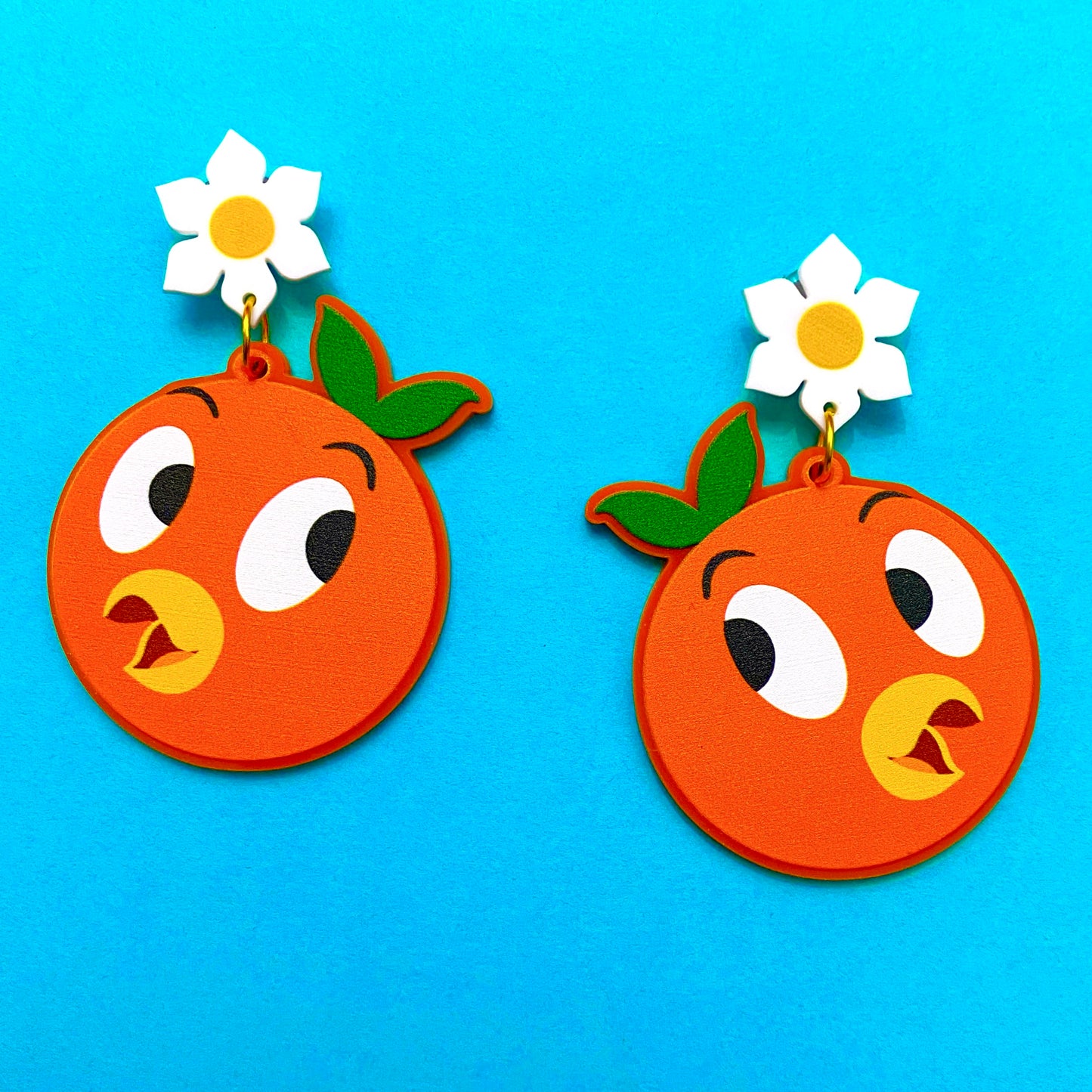 Orange Bird Acrylic Drop Earrings