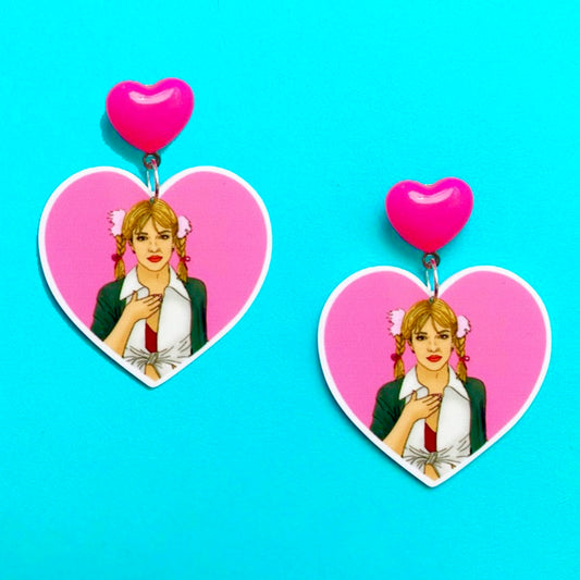 Britney Heart Acrylic Drop Earrings