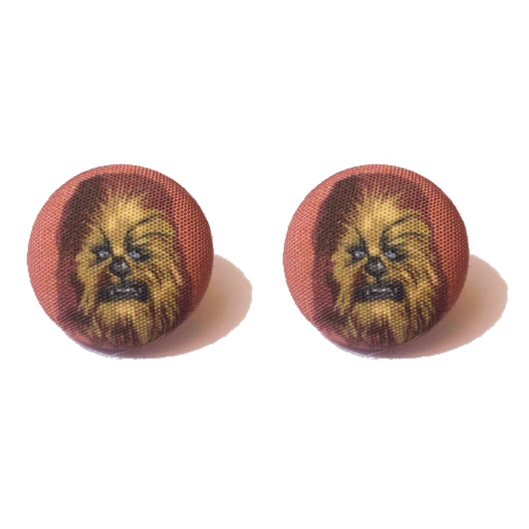 Chewy Fabric Button Earrings