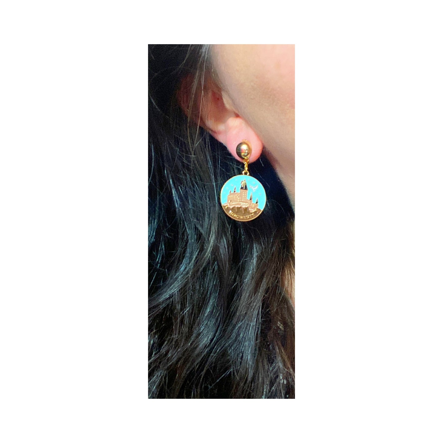 Wizard Castle Day & Night Round Enamel Drop Earrings