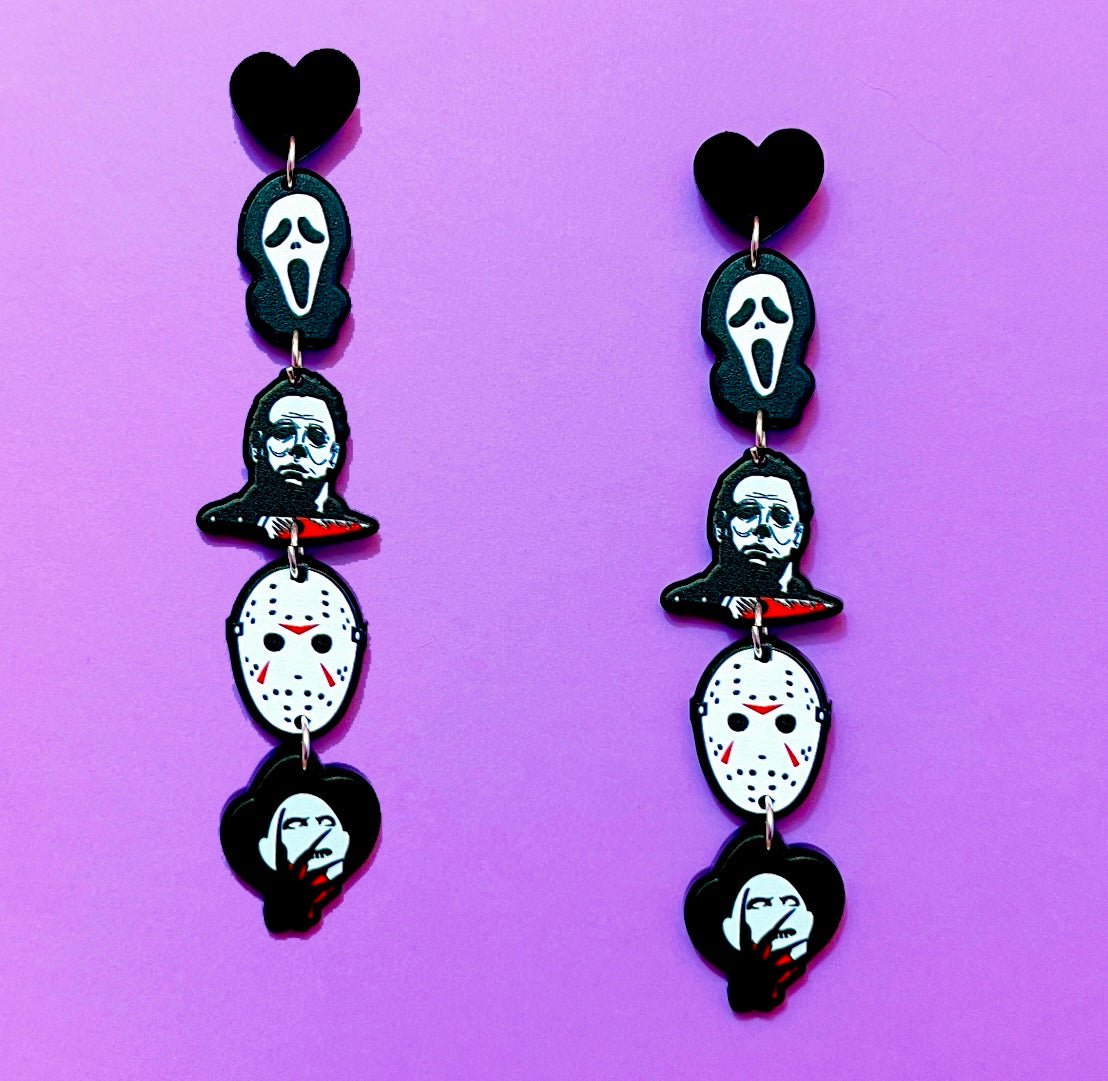 Horror Quartet Tiered Acrylic Drop Earrings