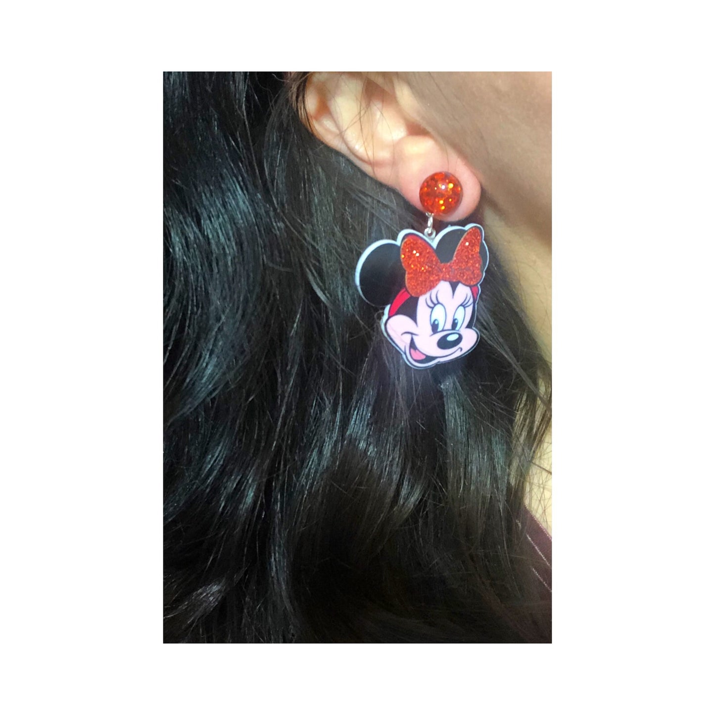 Retro Sparkle Bow Minnie Drop Earrings