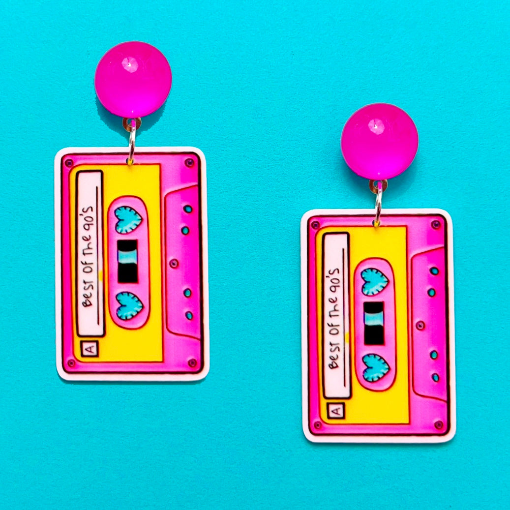 90s Mix Tape Acrylic Drop Earrings