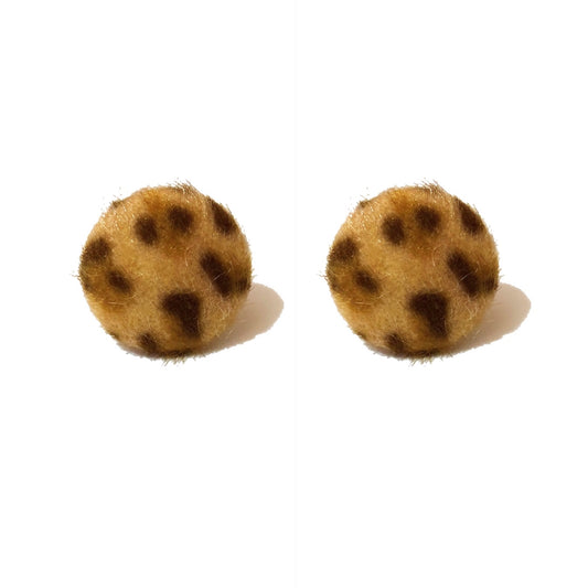 Large Leopard Print Fuzzy Round Post Earrings