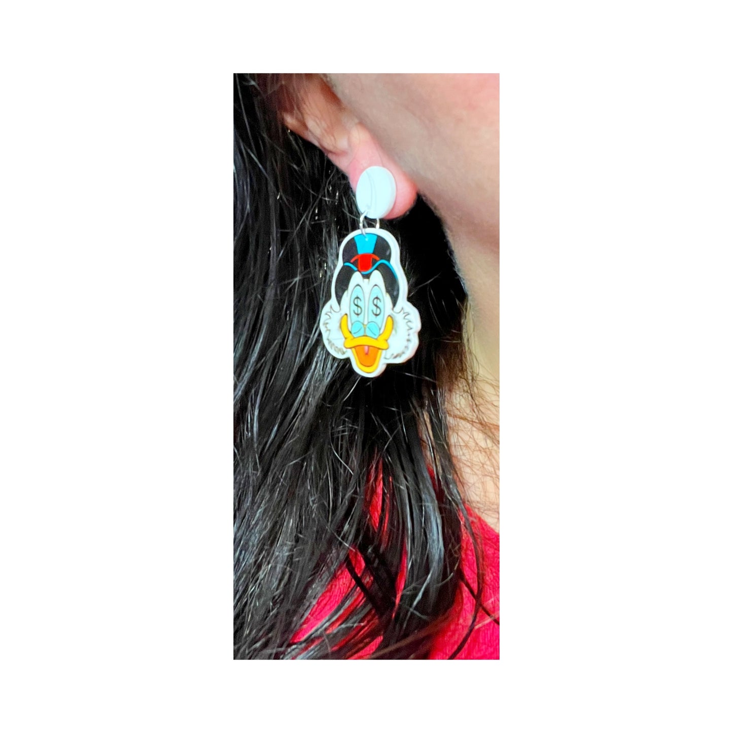 Scrooge Duck Tales Acrylic Drop Earrings
