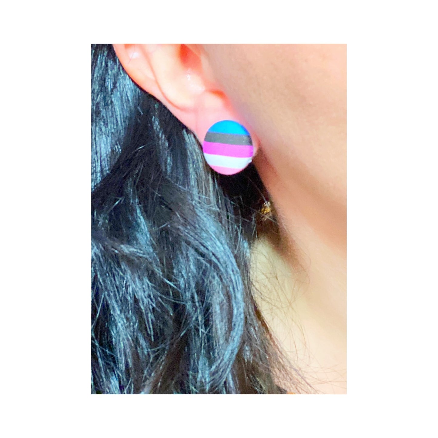 Transgender Flag Fabric Button Earrings