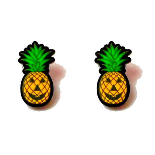 Pineapple Jack-O-Lantern Acrylic Post Earrings