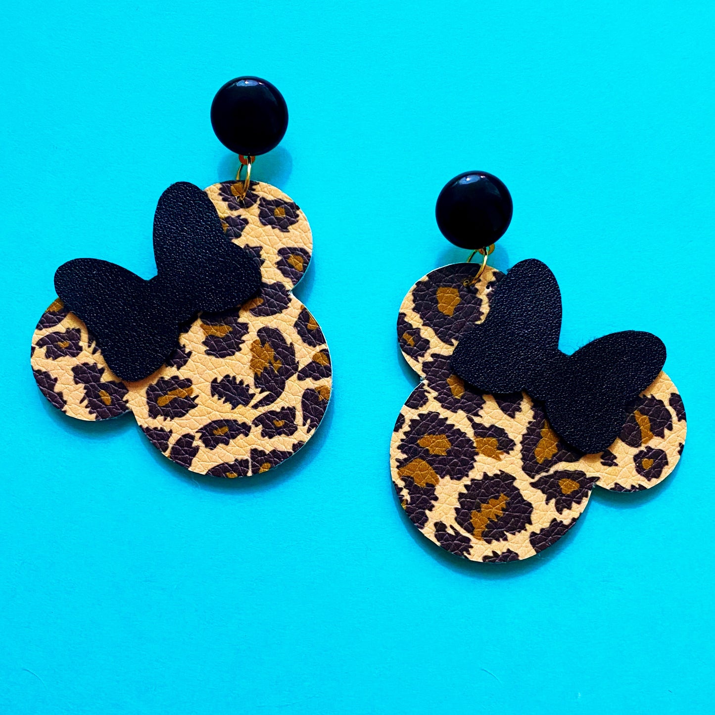 Leopard Print Mouse Drop Earrings