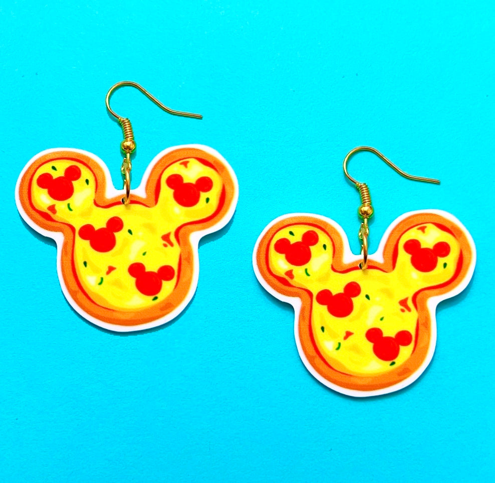 Mouse Pizza Acrylic Drop Earrings