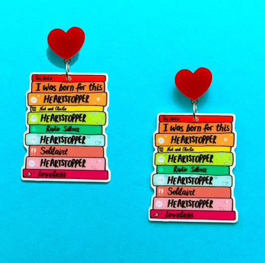 Heart stopper Inspired Book Stack Acrylic Drop Earrings
