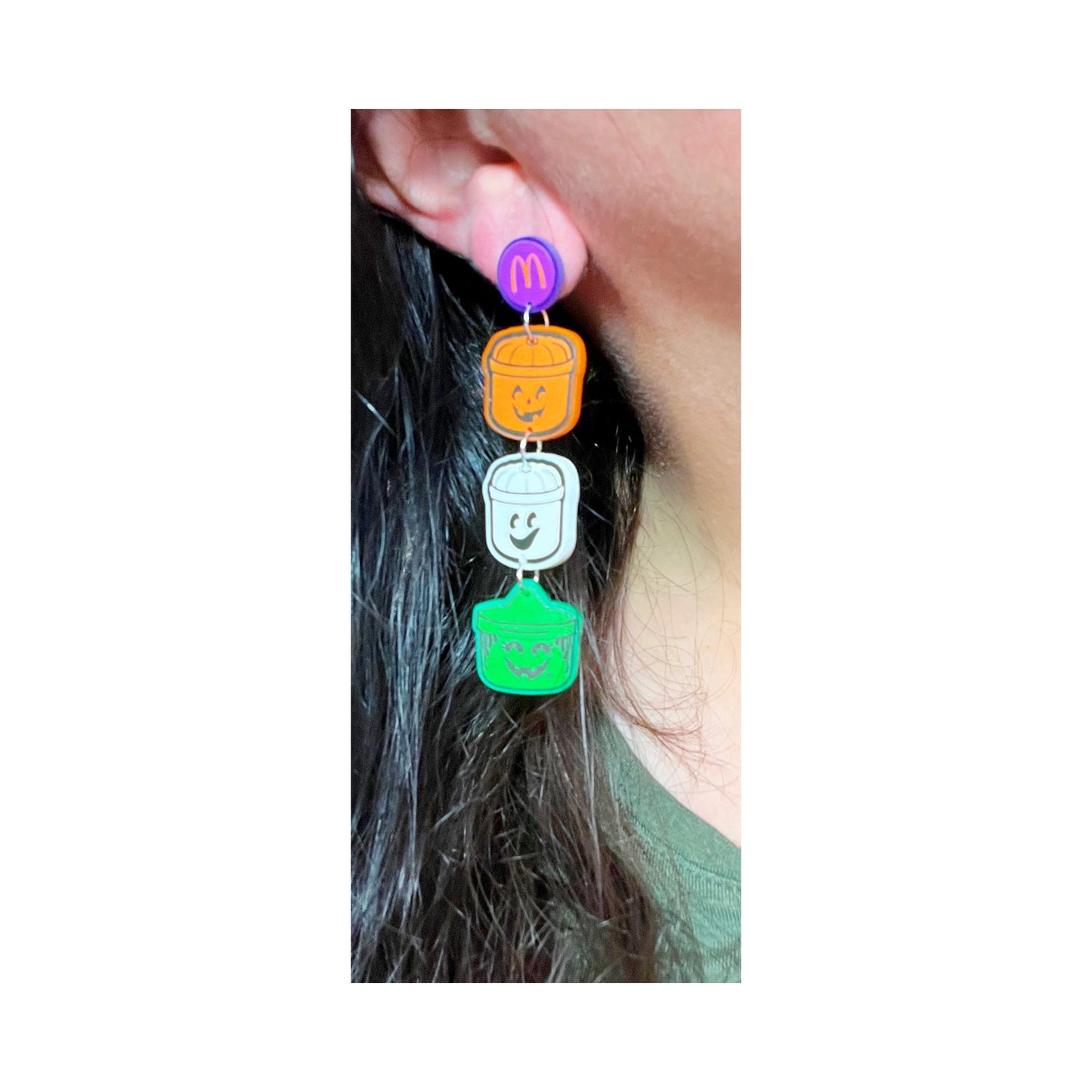 Halloween Buckets Tiered Acrylic Drop Earrings