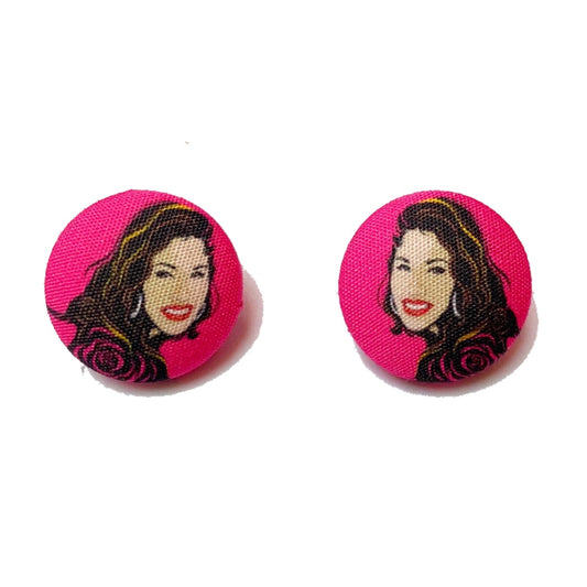 Selena Fabric Button Earrings