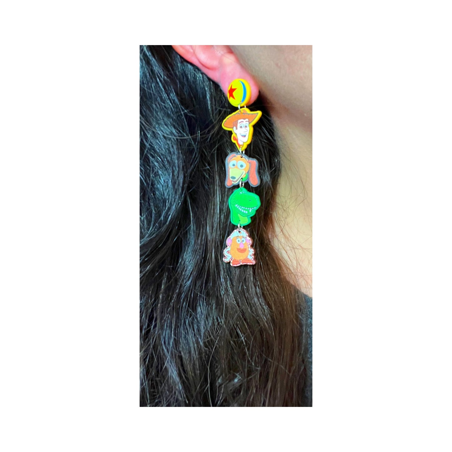 Woody & Friends Tiered Acrylic Drop Earrings