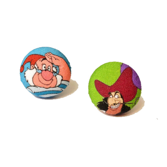 Hook & Smee Fabric Button Earrings