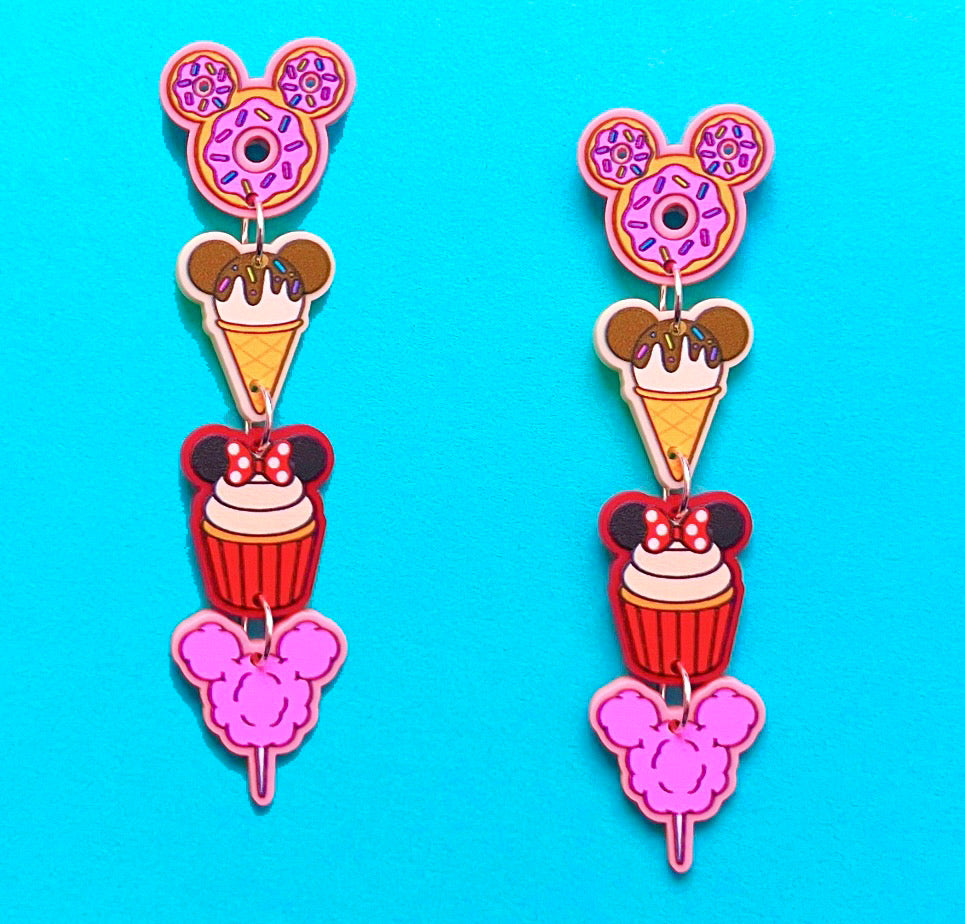 Mouse Desserts Tiered Acrylic Drop Earrings