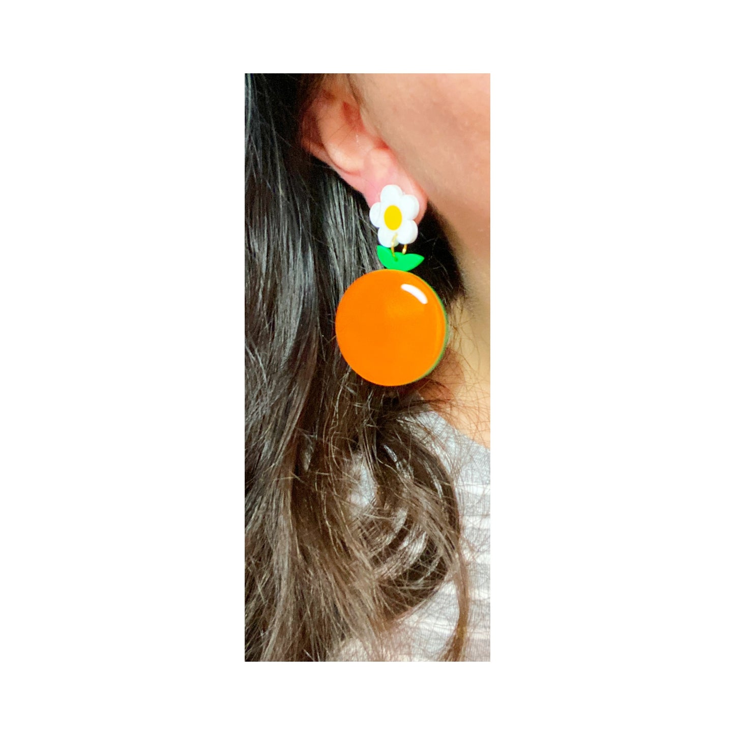 Orange Blossom Acrylic Drop Earrings