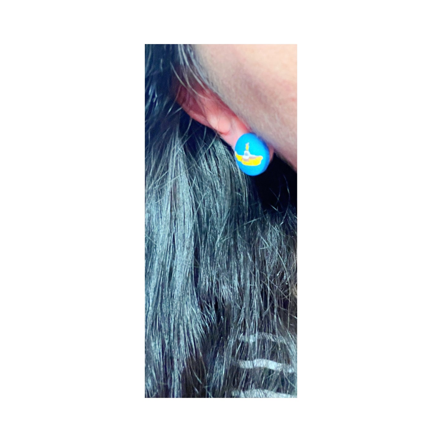 Yellow Submarine Fabric Button Earrings