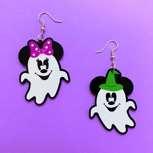 Mouse Ghost Witch Hat Drop Earrings