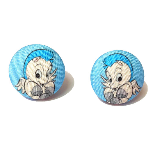 Baby Pegasus Inspired Fabric Button Earrings