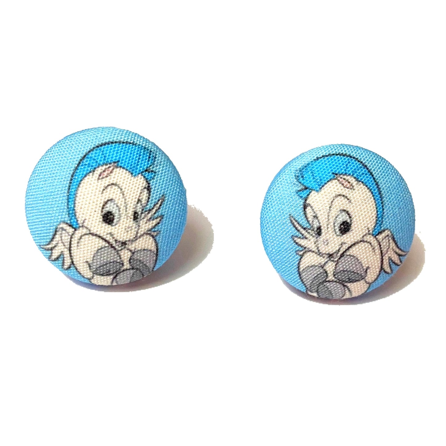 Baby Pegasus Inspired Fabric Button Earrings