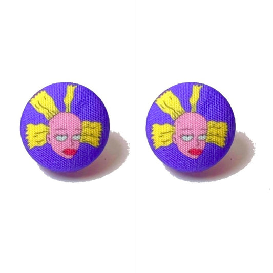 Cynthia Fabric Button Earrings