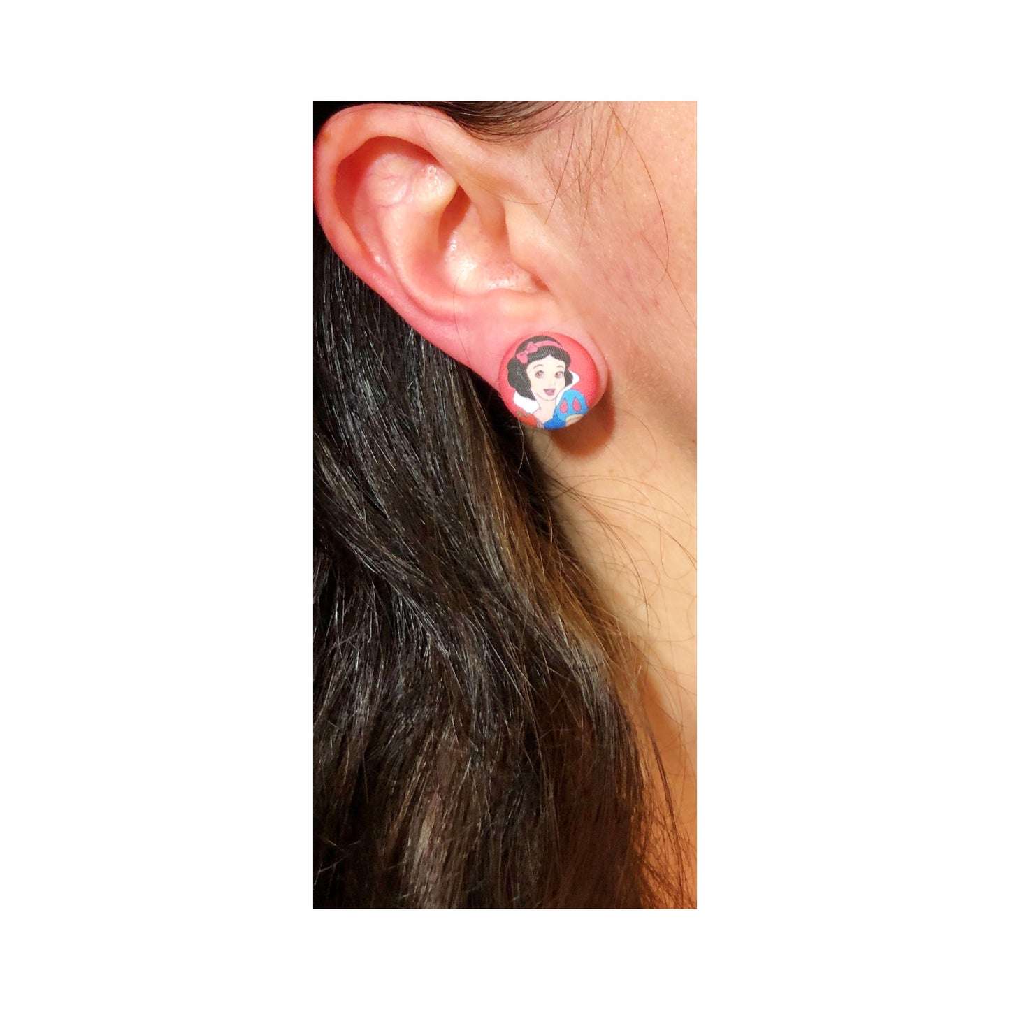 Snow Fabric Button Earrings