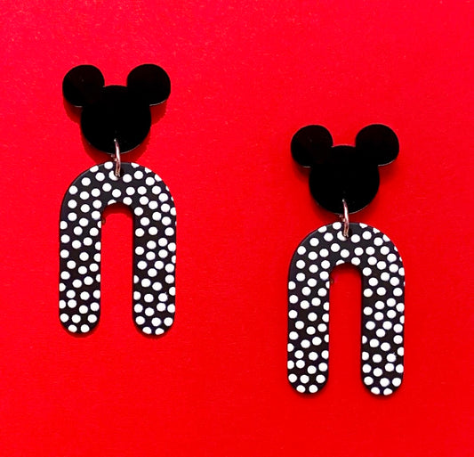Mouse Polka Dot Rainbow Drop Earrings