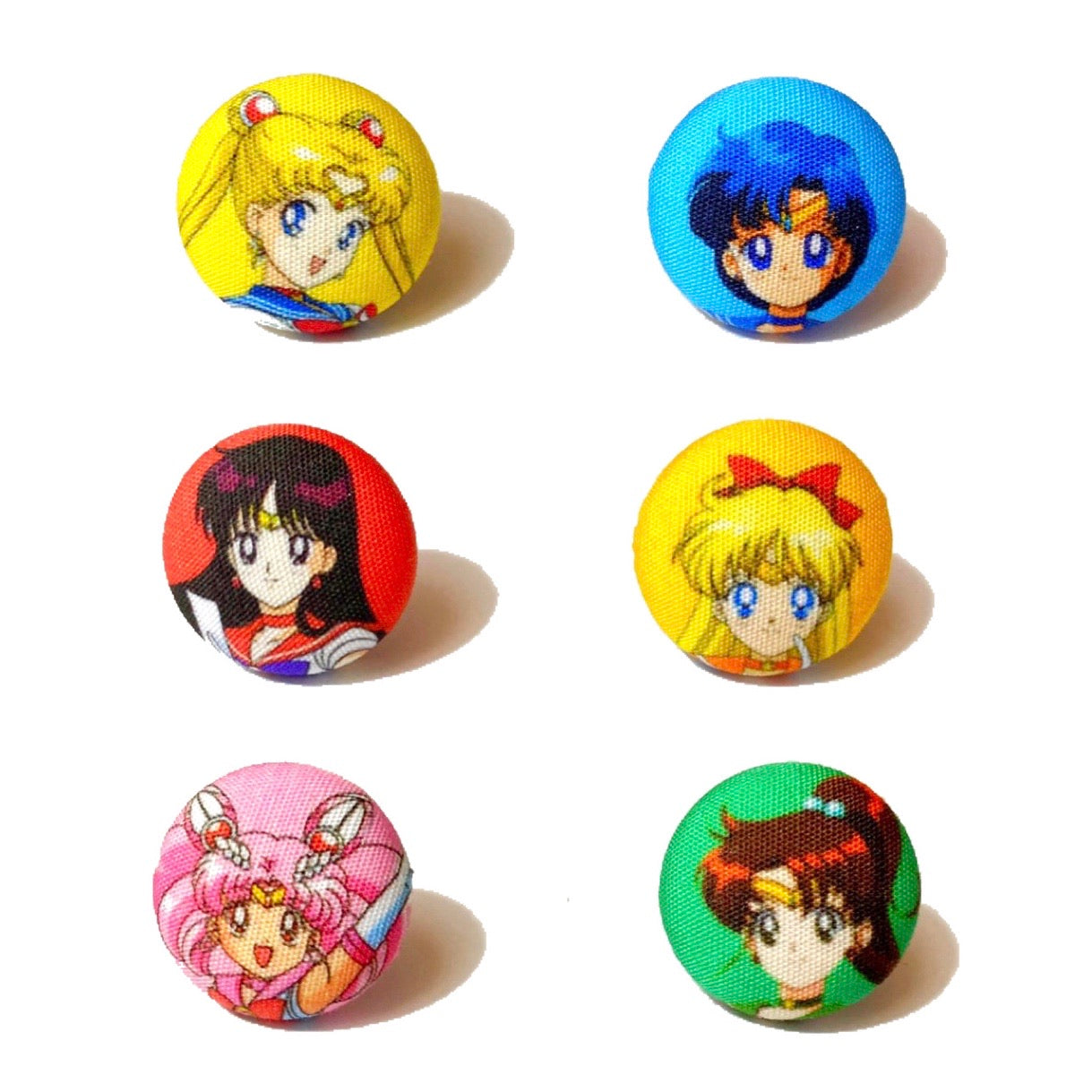 Sailor Moon & Stars Fabric Button Earring Set