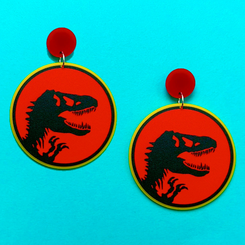 Jurassic Round Acrylic Drop Earrings