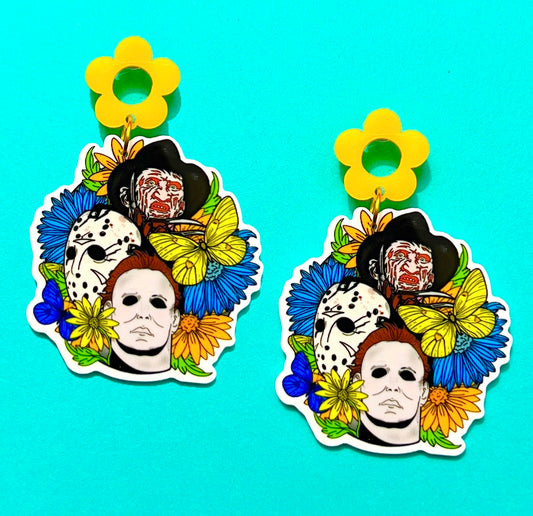 Floral Horror Quartet Drop Earrings