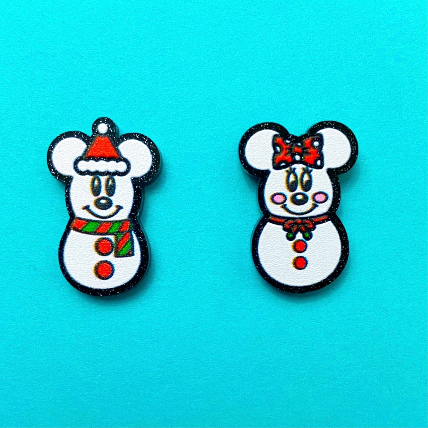 Mouse Snowman Couple Post Earrings