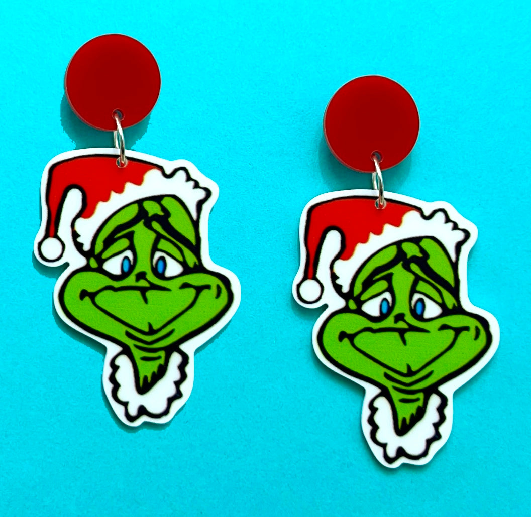 Retro Grinch Drop Earrings