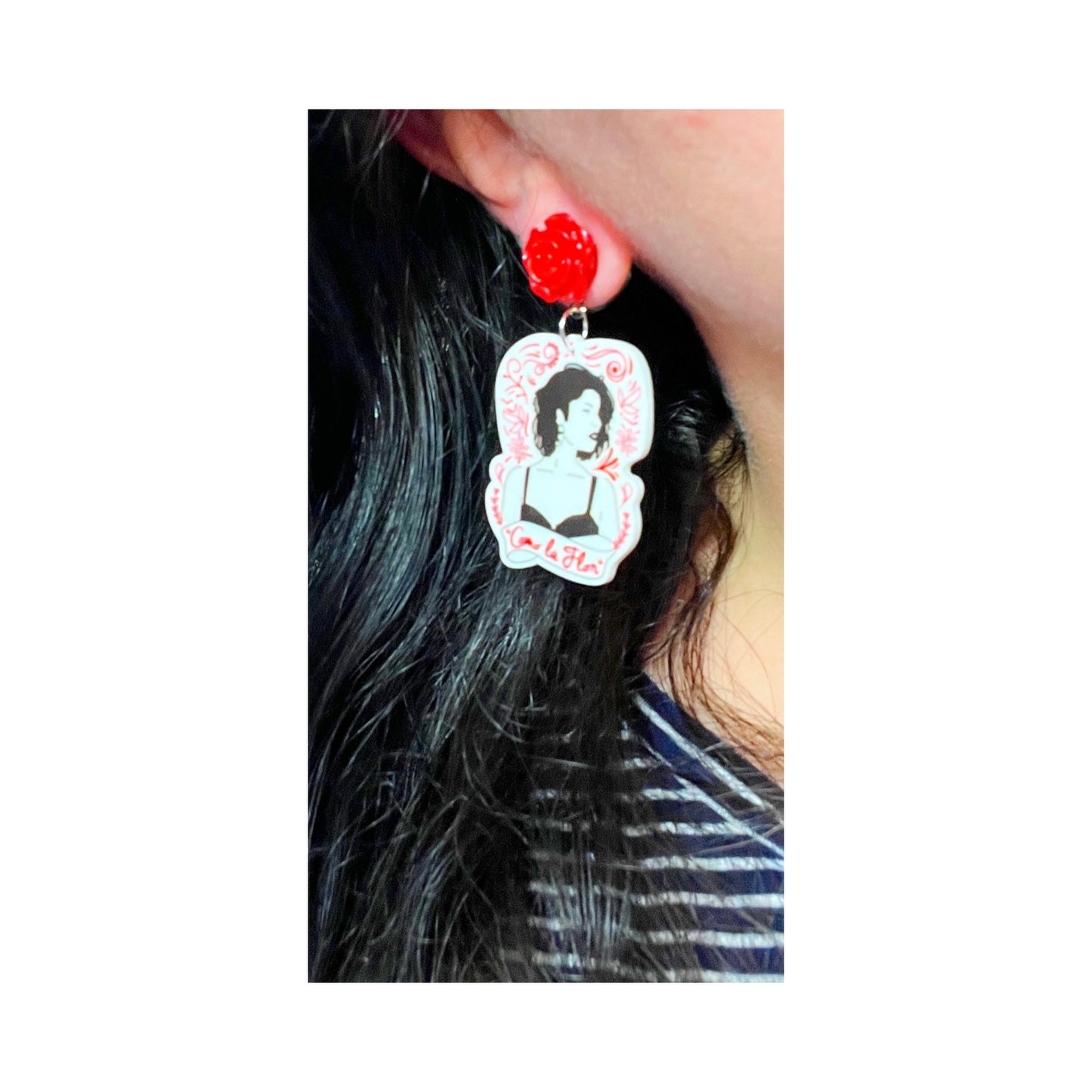 Selena Como La Flor Acrylic Drop Earrings