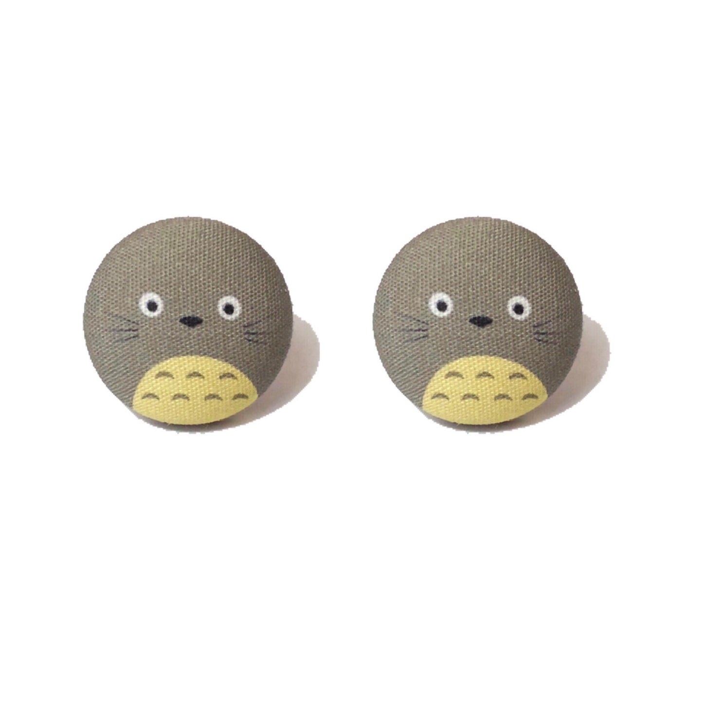 Totoro Fabric Button Earrings
